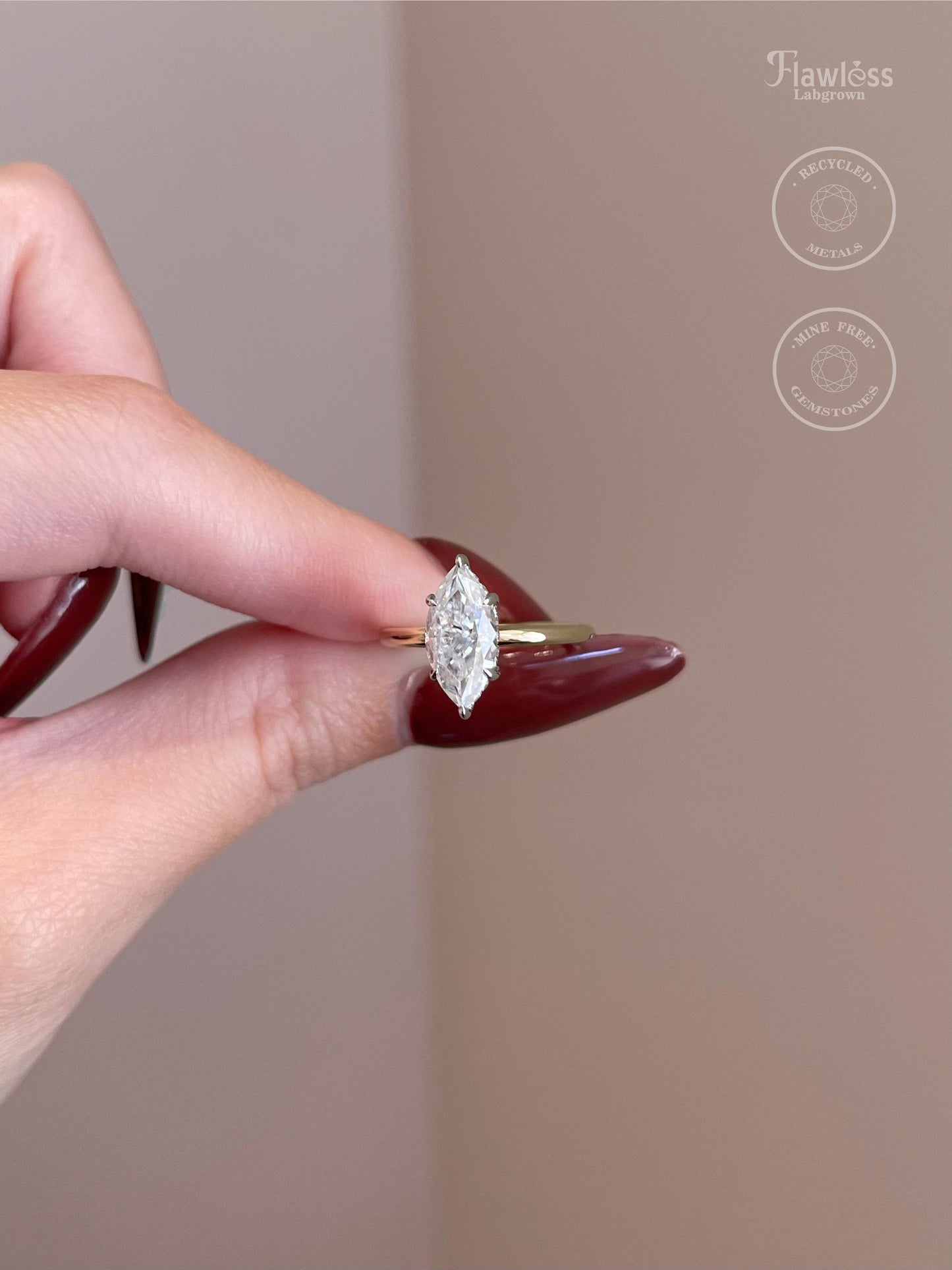 The Rheanna Ring, 2 Carat, Marquise, Crushed Ice